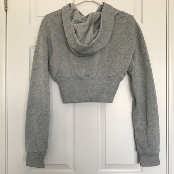 New Look Long Sleeve Short Cropped Pullover Hoodie M Light Grey Sweater Top - Picture 4 of 11